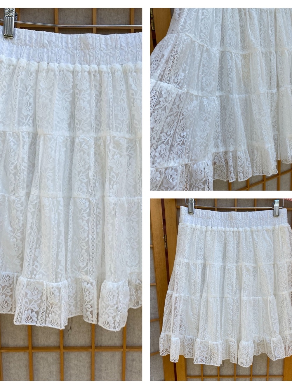 A'Reve White Lace Skirt SZ S NWT CottageCore Skater Coastal